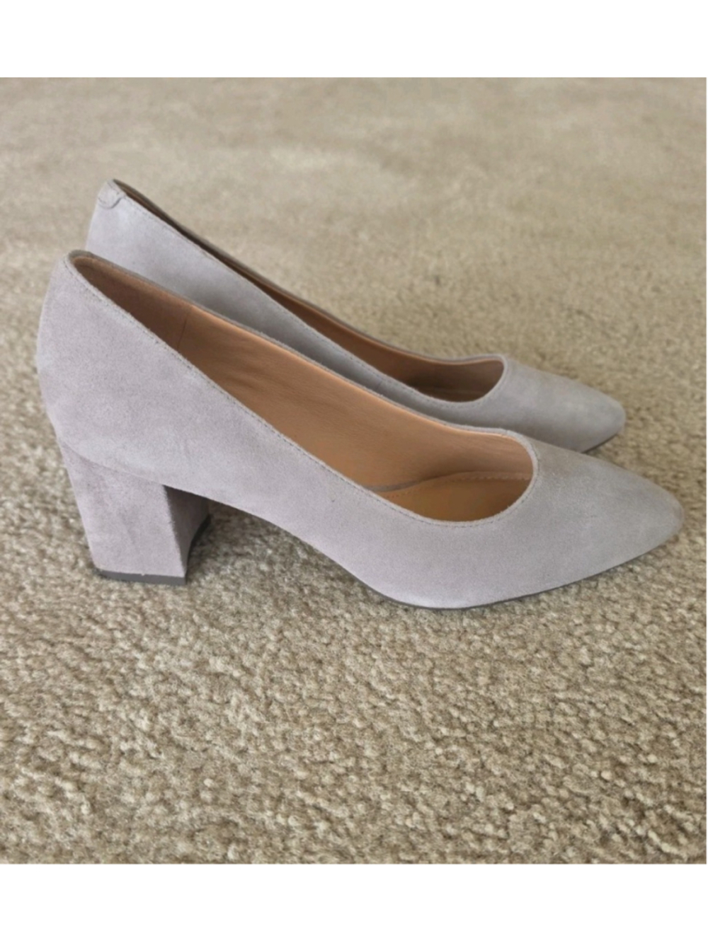 Johnston & Murphy Womens Vicki Suede Block Heel Pumps Beige Size 6.5 NEW